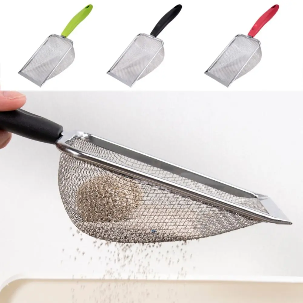 

Metal Cat Litter Scooper Multifunctional Hollow Red/Black/Green Cat Litter Tray Long Handle Cat Waste Shovel Puppy