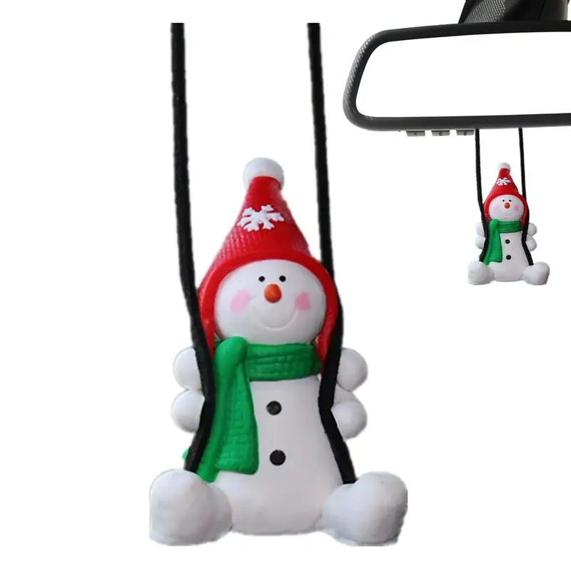 

Christmas Car Hanging Accessory Rearview Mirror Hanging Snowman Accessories Cute Car Hanging Ornament Meditation Happy Decor For