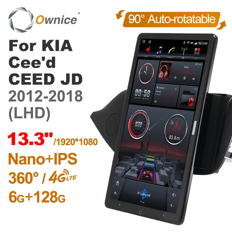 

13.3 Inch 1920*1080 Ownice Android 10.0 for KIA Cee'd CEED JD 2012-2018 Car Radio Auto Multimedia Video Audio Rotatable No DVD