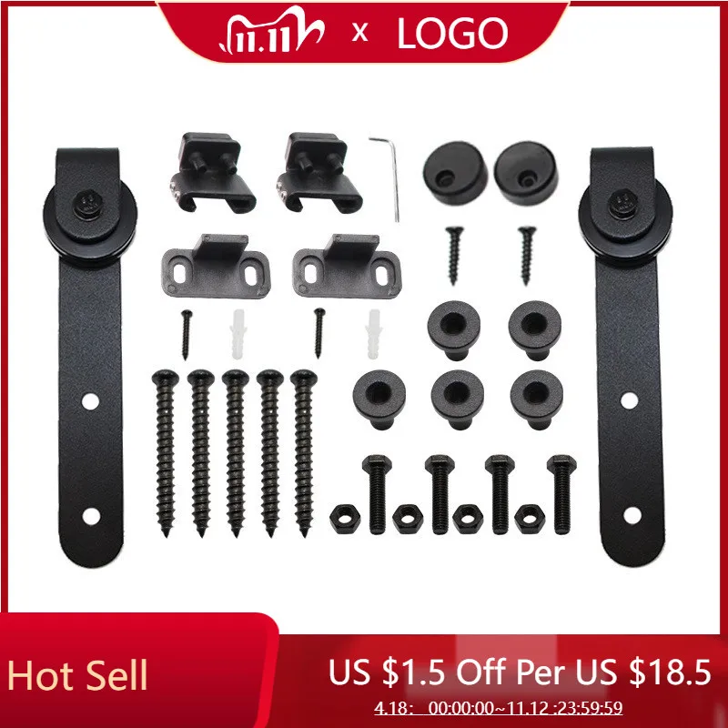 

Mini Sliding Barn Door Hardware Kit Cabinet Hanging Rail Set Closet Door Roller Rail Not Slot Ground Guide Smooth Silent