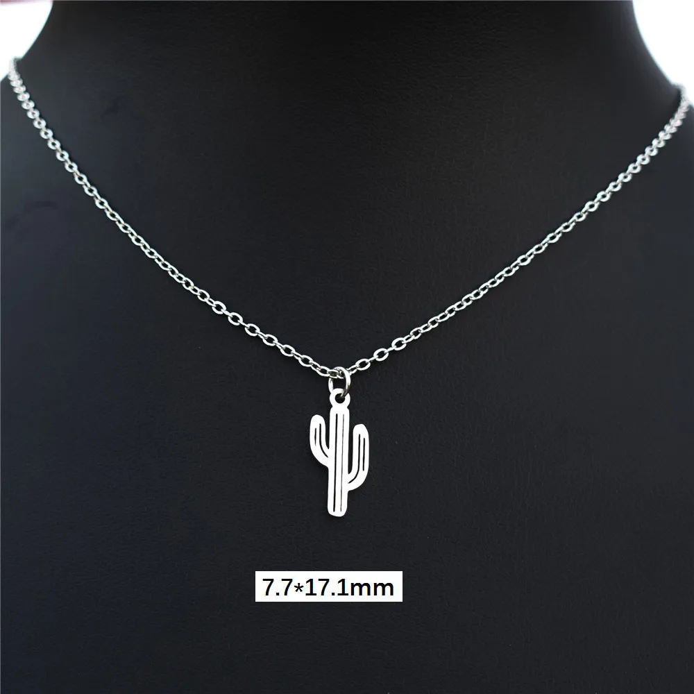 

12 Pieces Tiny Cactus Necklace Stainless Steel Smart Plant Pendant Choker Necklaces For Women Girls Jewelry Wholesale