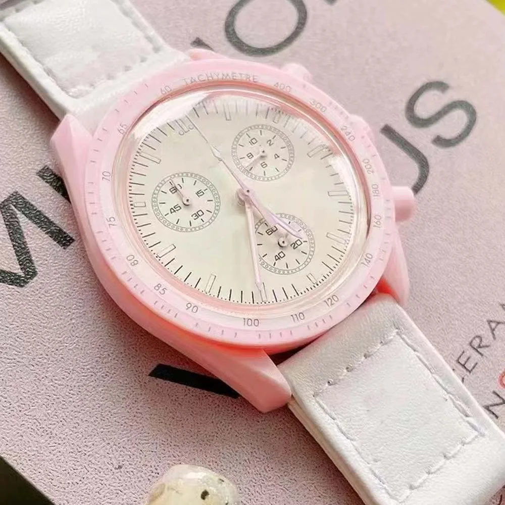 

New Alloy Couple Moon Watch For Men Ladies Top Brand Full Work Chronograph Quartz Watches Multifunctional High Quality AAA Clock