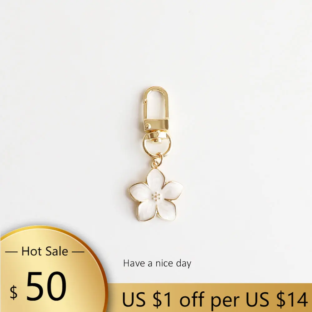

White Pear Blossom Keychain Cute Accessories Keychain Couple Matching Airpods Keyrings Pendant Wholesale Items For Boutique