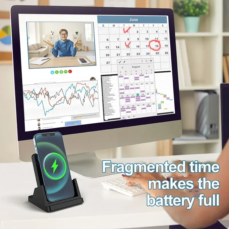 Беспроводное зарядное устройство 30 Вт Настольная ультратонкая док-станция для