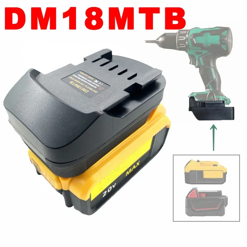 Фото Адаптер-переходник для батареи DM18MTB для батарей Dewalt/Milwaukee 18/20 В, преобразователь в инструменты для литиевых батарей Metabo 18 В Power №1