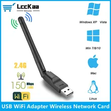 150Mbps Mini USB WiFi Adapter MT7601 2.4GHz Wireless Network Card Wi-Fi Receiver Dongle with Antenna 802.11 b/g/n for PC Laptop