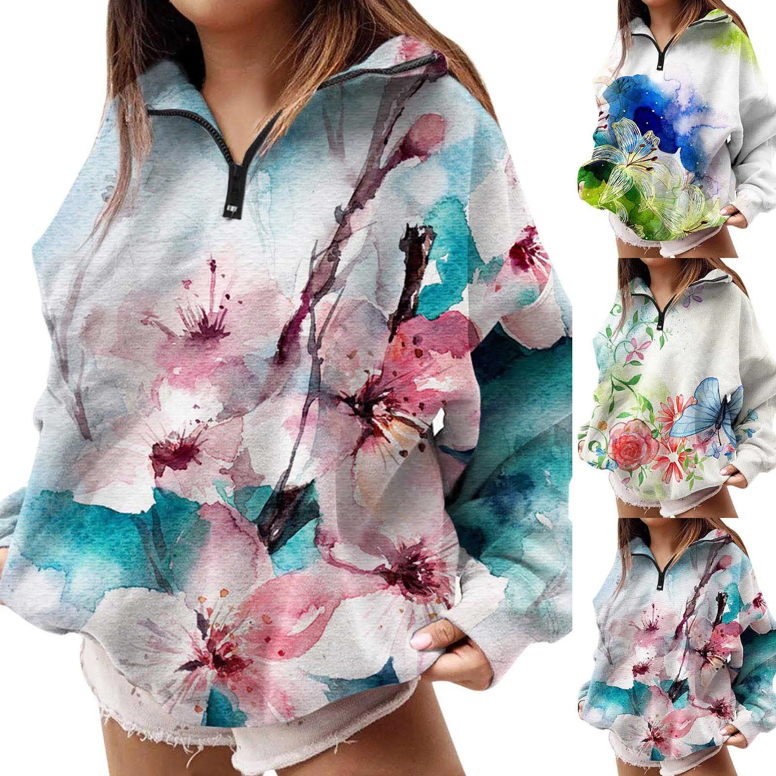 

Спортивная одежда, женские подходящие толстовки для женщин, осенняя модная Толстовка Оверсайз, Длинная женская толстовка на молнии на четв...