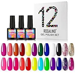 

ROSALIND 12PCS/SET Nail Gel Polish Set Nail Kit Vernis Semi Permanent Gel Polish Kit Bas Top Coat For Manicure Nails Art