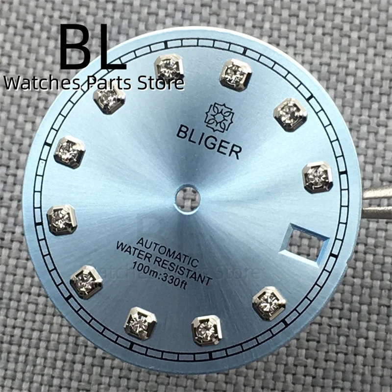 Часы наручные BLIGER NH35 с индикатором даты часовые циферблаты небесно-голубыми