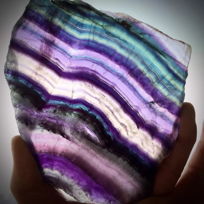 

Amazing Natural fluorite crystal colorful striped fluorite rainbow quartz jewelry stone ornaments crystal original for gifts