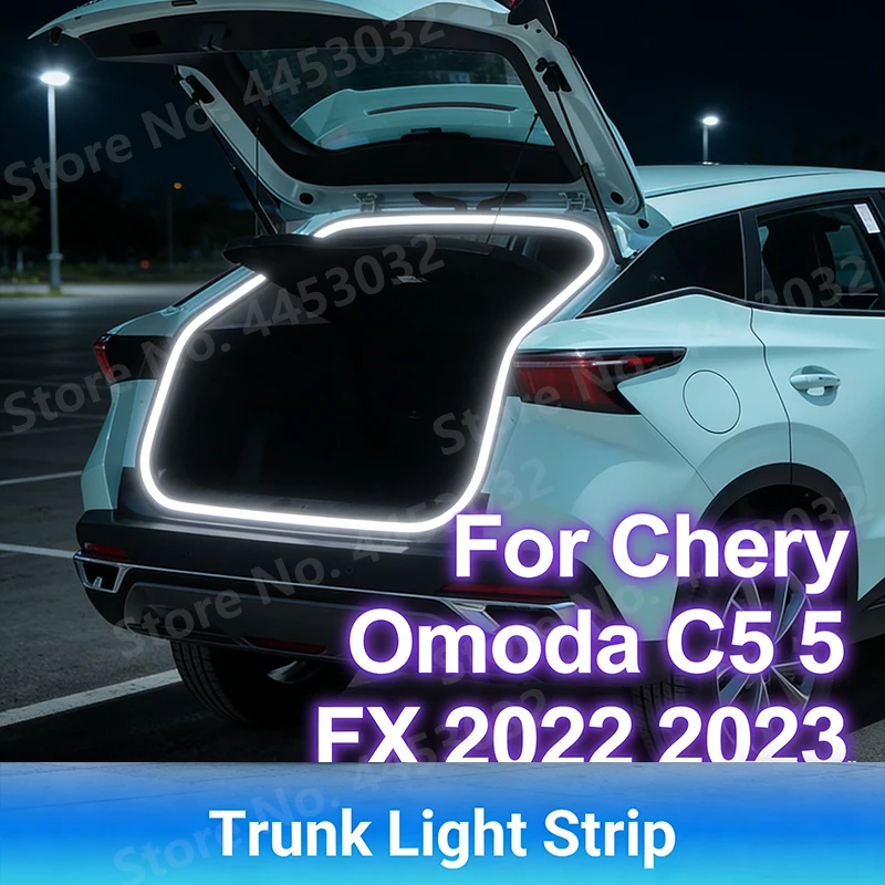 Фото Светодиодная лента для багажника автомобиля 4M для Chery Omoda C5 5 FX 2022 2023, яркая, с автоматическим датчиком, гибкая, атмосферная подсветка салона, 12В №1