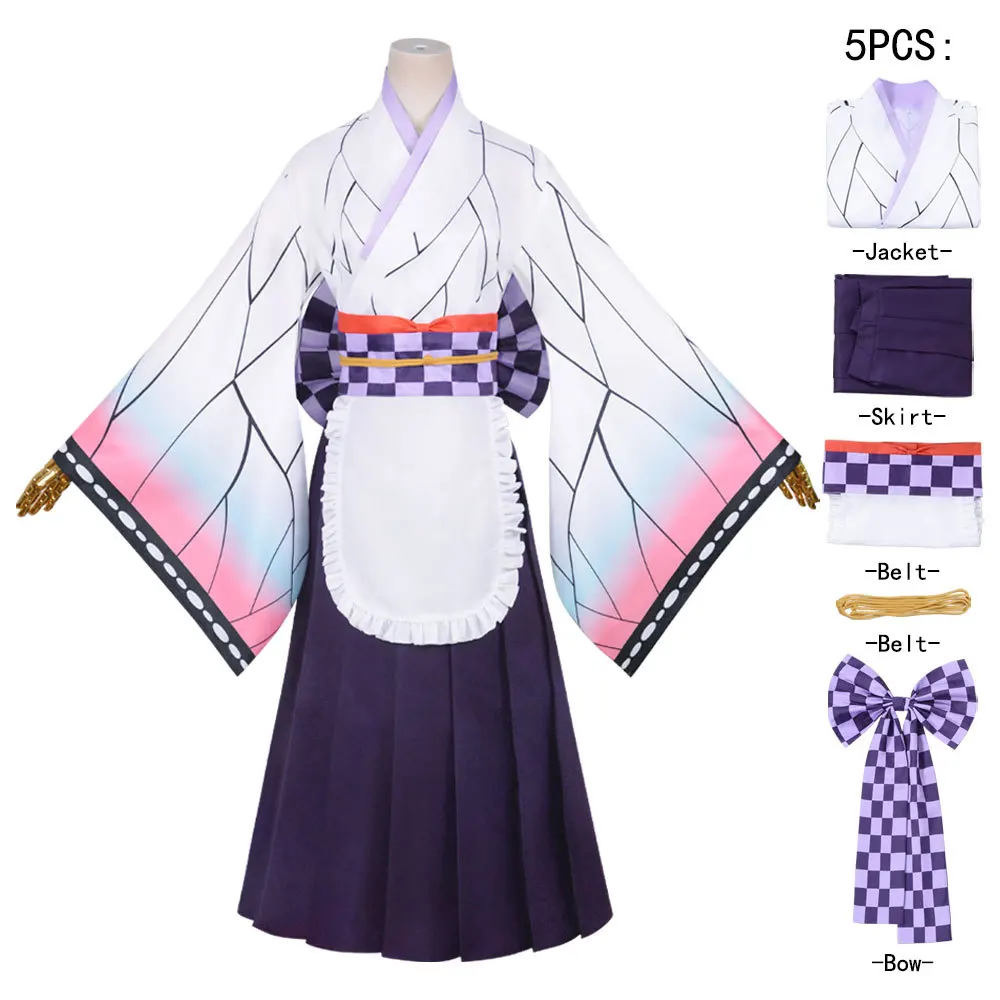 

Maid Dress Anime Demon Slayer Kimetsu No Yaiba Zenitsu Giyu Tanjirou Kamado Nezuko Cosplay Women Kimono Uniform Cosplay Costume