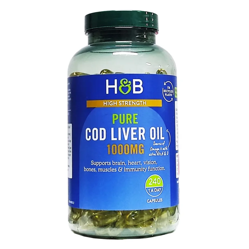 

1 Bottle 240 Pills 1000mg Cod Liver Oil Vitamin AD Deep Sea Fish Oil Soft Capsule DHA for Cardiovascular Cerebrovascular Memory