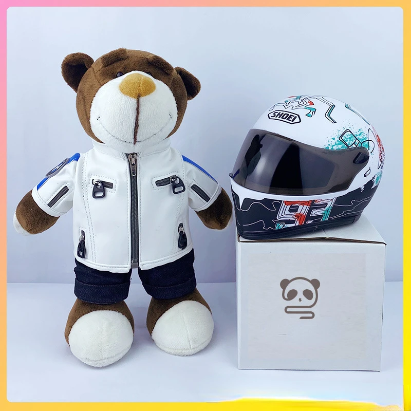 

26CM Motorcycle Ted Helmet Motorcycle Ornament Rally Motorcycle Travel Tail Box Pendant Gifts for Boys and Girls