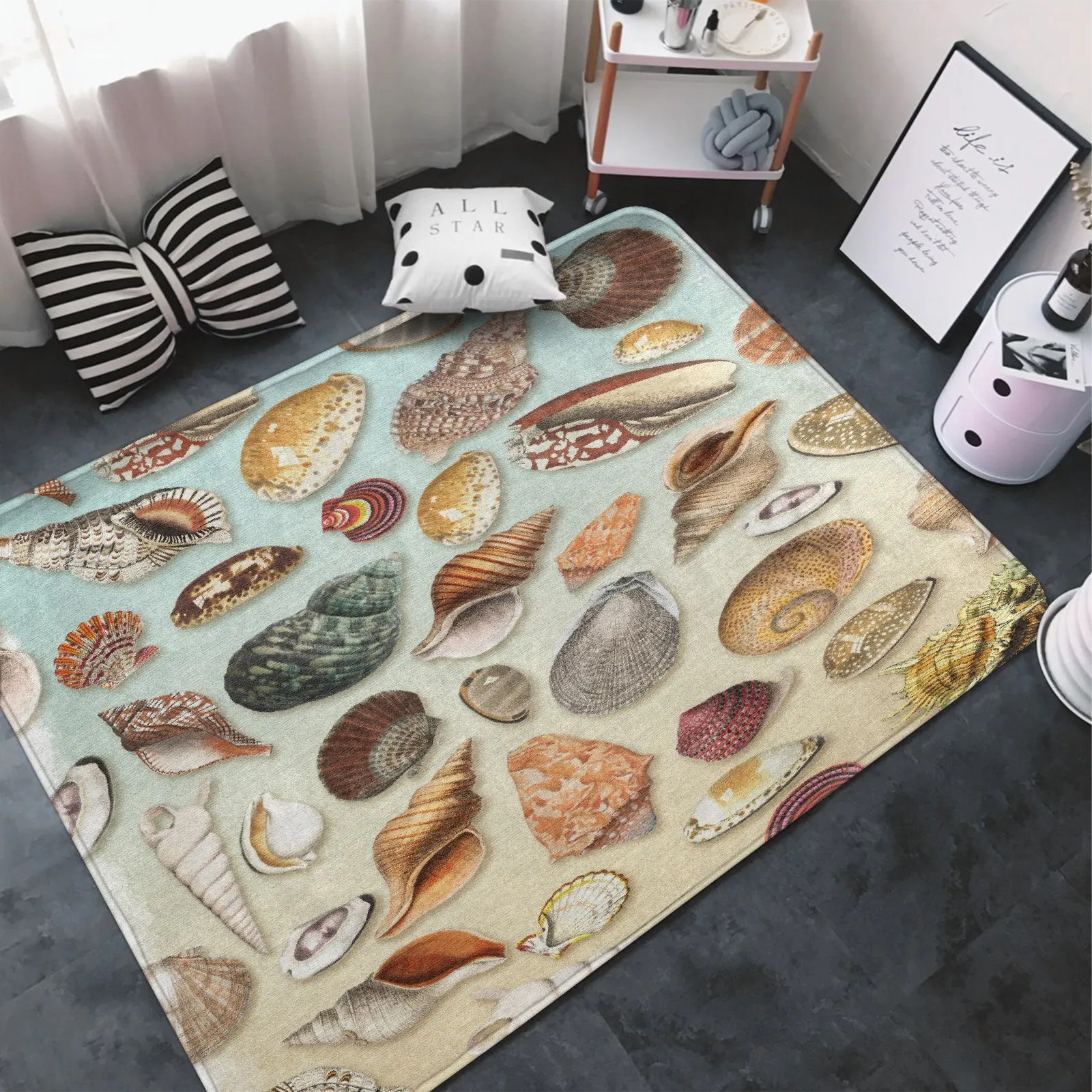 

Carpets for Living Room Ocean beach shells Turtle Lounge Rug Bedroom Decoration Carpet Modern Home Decor Mat Rugs