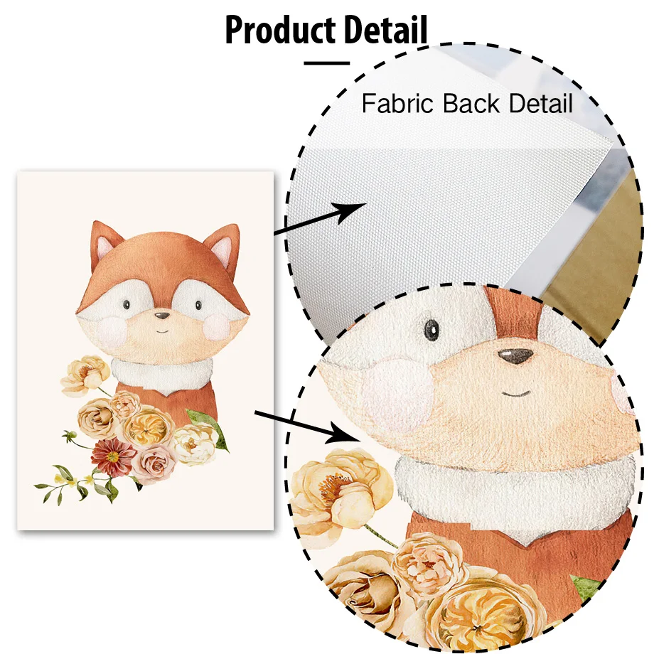 Милые животные Тигр лиса панда Медведь овца детская Картина на холсте