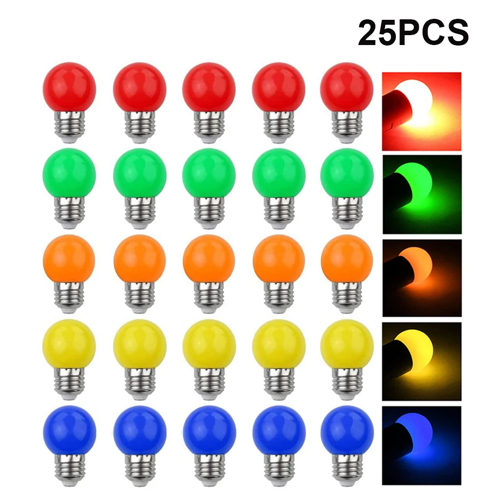 

5 COLORS Plastic Milky Globe Led Bulb PC G45 SMD White E27 220V String Light Bulb 1W 3W Garden Party Ball Lamps