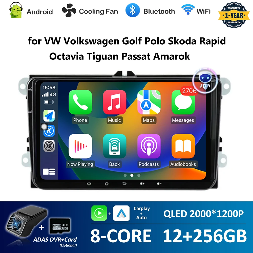 Авторадио GPS Navi для VW Volkswagen Golf Polo Skoda Rapid Octavia Tiguan Passat Amarok 2.5D + QED Экран Аксессуары