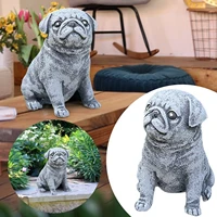 cute pug dog puppy sculpture statue imitation stone resin crafts garden ornaments backyard decor outdoor patio decoration