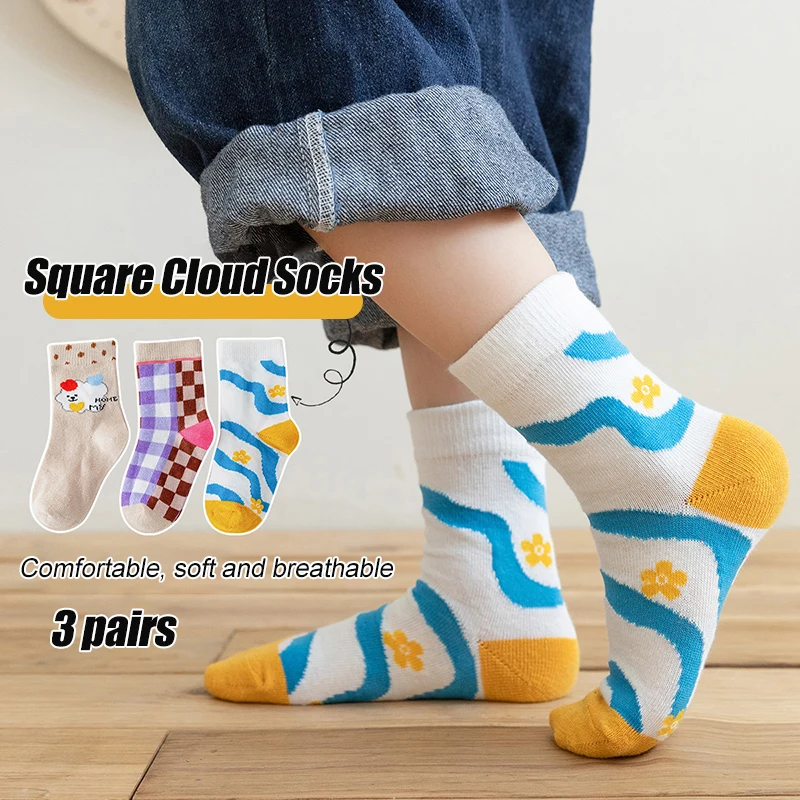 Новые весенние Разноцветные носки из чесаного хлопка три пары Имитация