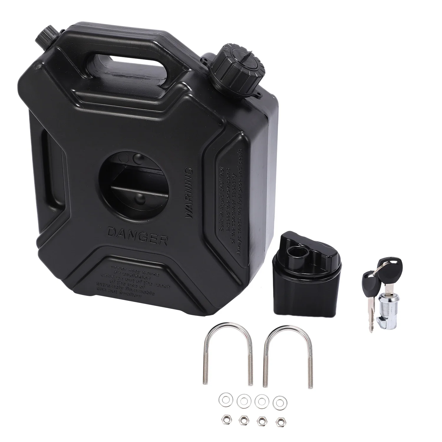 

5L Liters Black Fuel Tank Can Car Motorcycle Spare Petrol Oil Tank Backup Jerrycan Fuel-Jugs Canister with Lock & Key