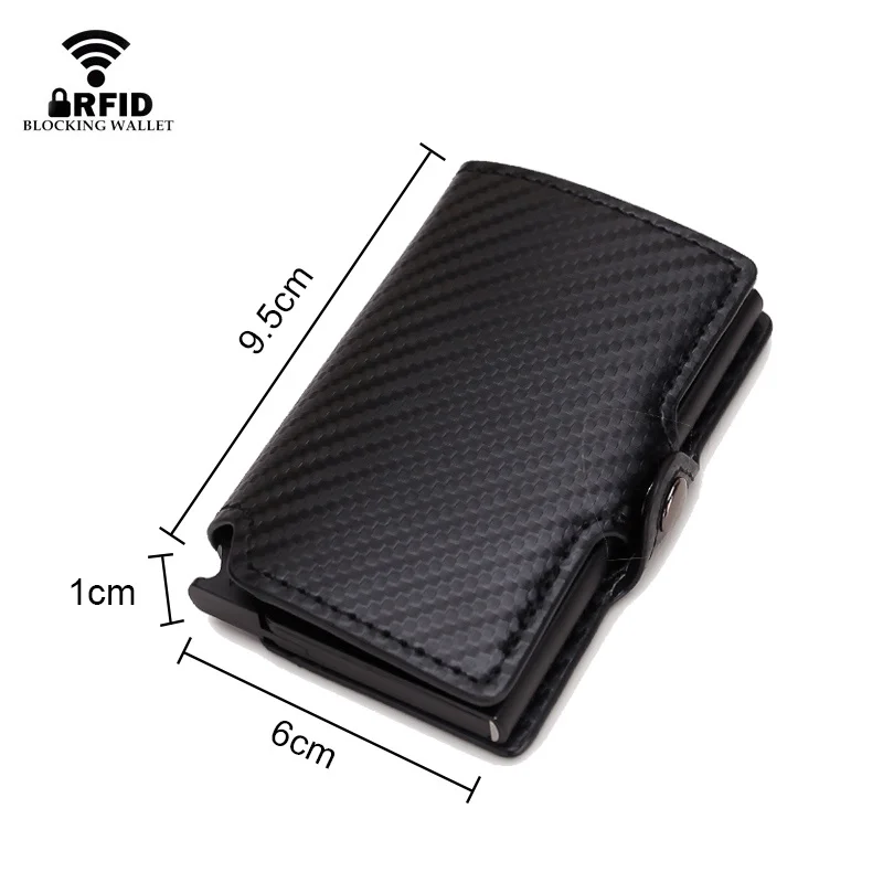 

Card Holders Wallets Men Brand Leather Mini Slim Wallet Money Bag Metal RFID Women Thin Small Smart Vallet
