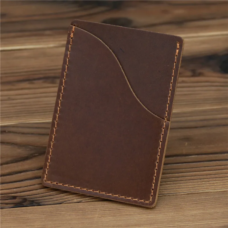 Retro Brown Coffee Color Simple Ultra-thin Explosion Model Men's Leather Truck Bag Crazy Horse Picaka Holder