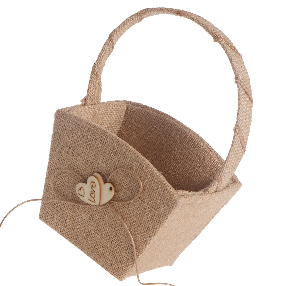 

Flower Basket Girl Weddingburlap Baskets Rustic Weddings Buralphandle Vintagestorage Gift Candy Heart Decor Flowers Double Girls