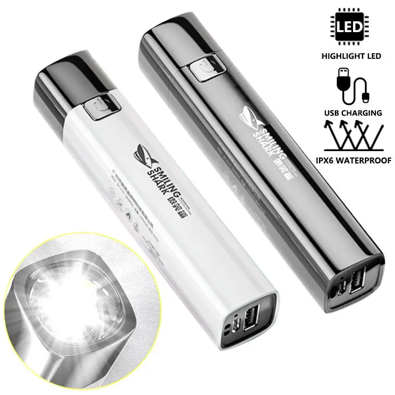 

USB Flashlights Mobile Phone Rechargeable Strong Light Torch Searchlight Mini 1200 MAh Flashlight Outdoor Camping Hiking Fishing