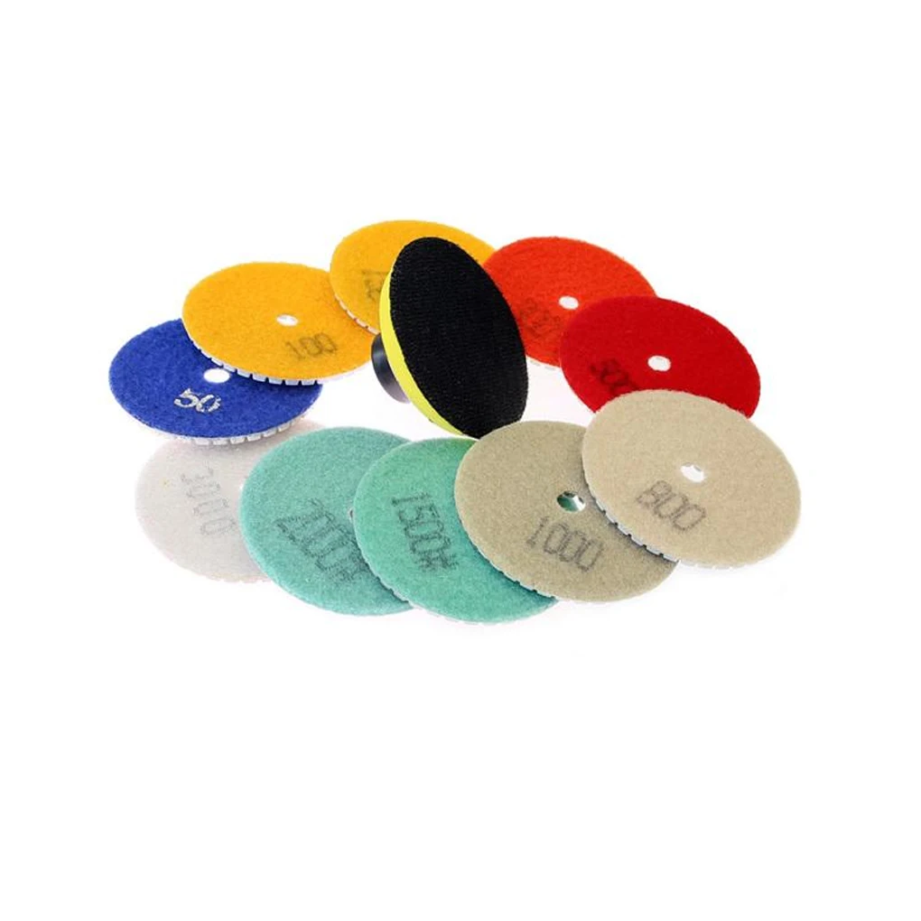 

11 Pieces Set Floor Tile Stone Polishing Wheel Portable Surface Detailing Grinding Disc 100mm Diameter Stoneworking