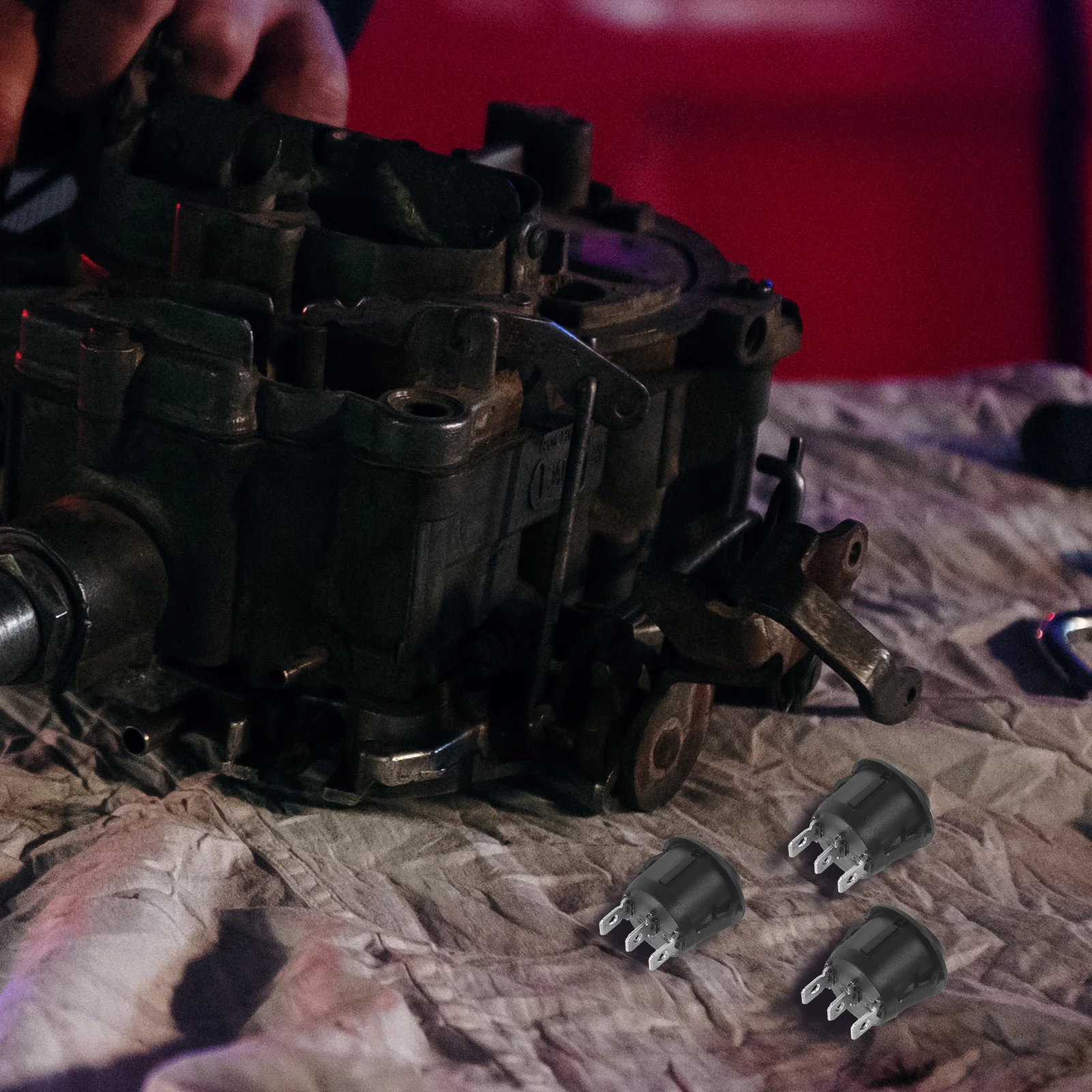 5 шт. 3 23 мм автомобильный круглый рокер однополюсные двойные кнопочки (черный)