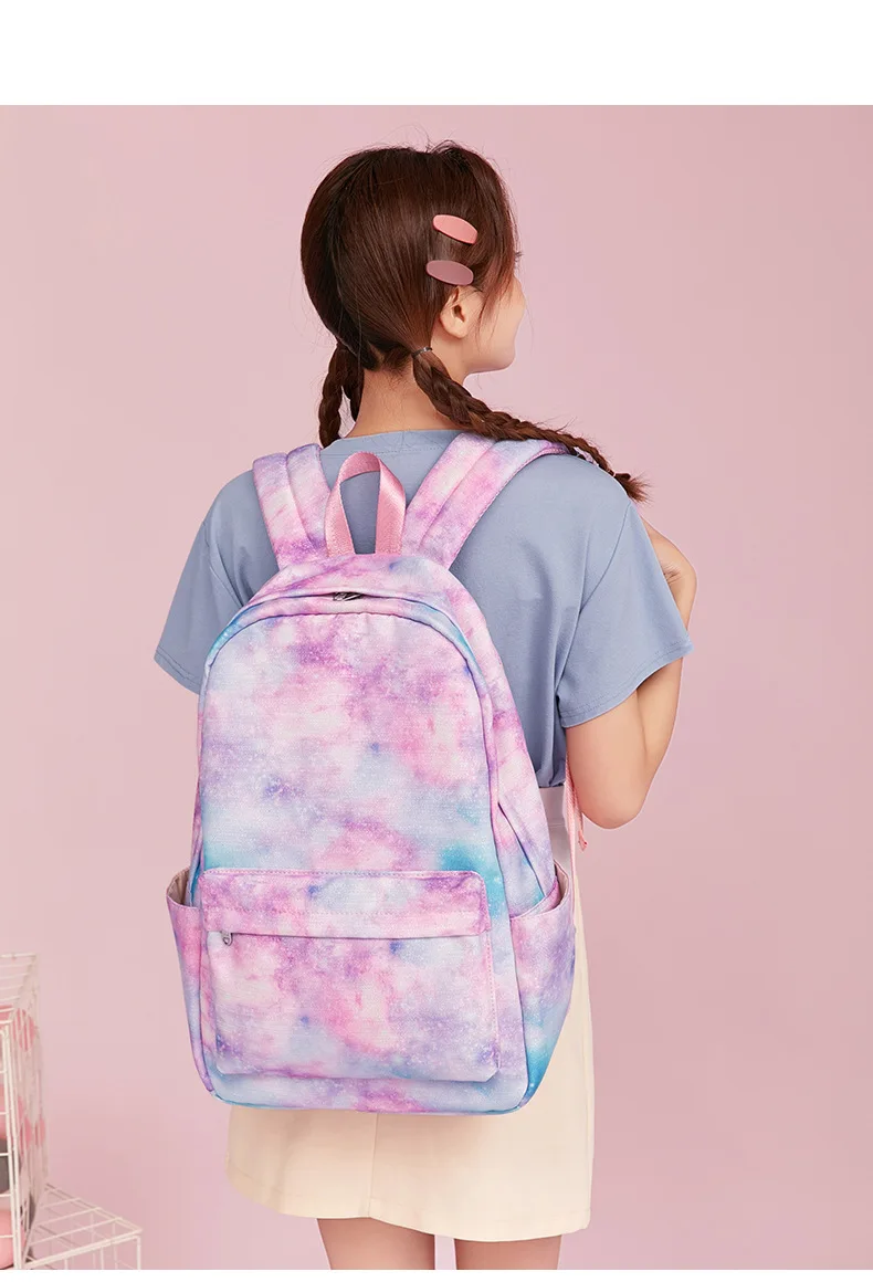 

Three-piece Backpack Girl Starry Sky Graffiti Print Primary School Bag Lightweight Waterproof Backpack