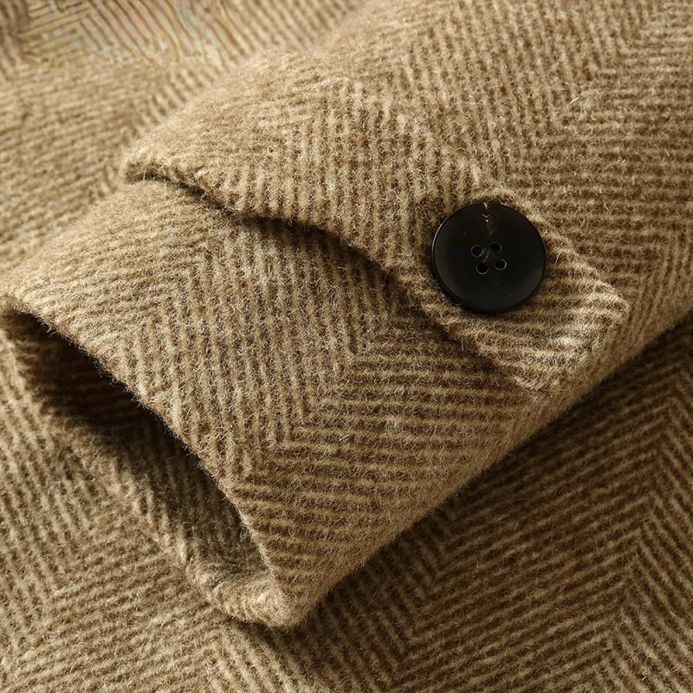 Новинка Зима 100% шерстяное винтажное двухстороннее пальто средней длины