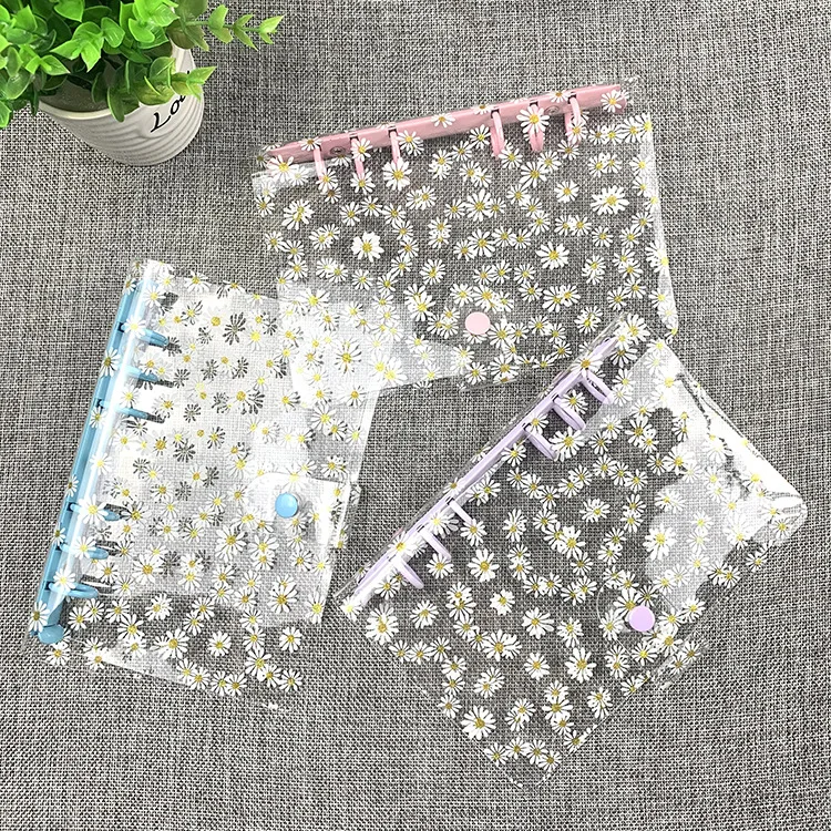 

A6 Pvc Budget Binder transparent Cover Sequins Notebook Shell color ring binder Diary Agenda Planner Cover School Stationery 1pc