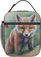 fox thermal lunch box insulated lunch bag reusable cooler bag for women girl boy bento bag for school work picnic hiking