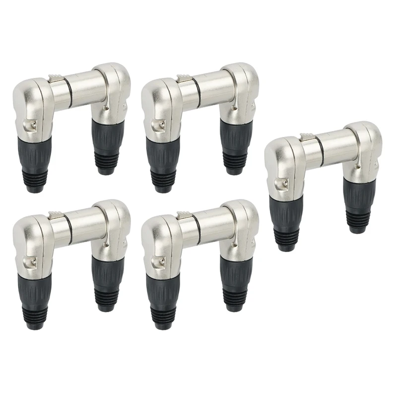 

10Pcs 3 Pins XLR Connector Head 90 Degree Right Angle Male Female Micphone Plug Audio Cable Curved Connector
