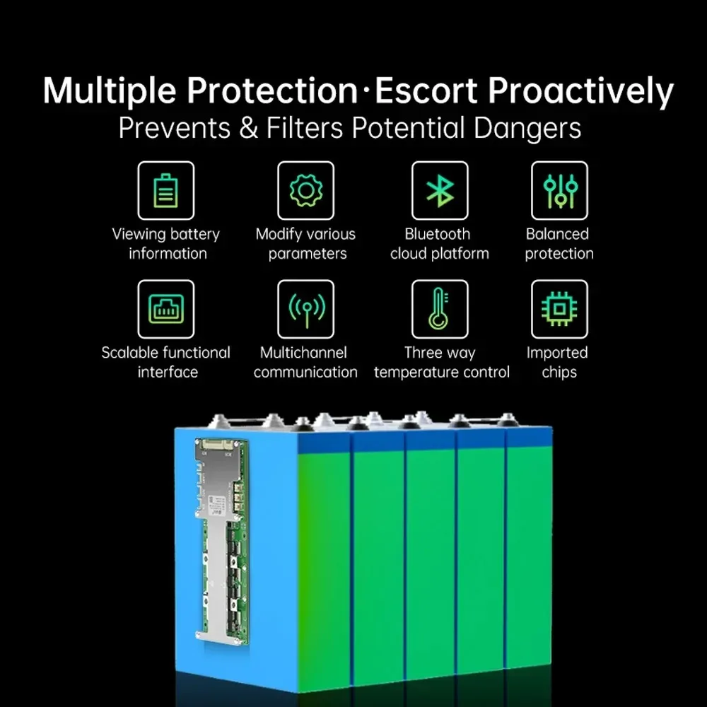 Фото Умная BMS JBD 8S 24V 7S 10S 12S 13S 14S 16S 48V 17S LiFePo4 Li-ion 40A-100A Jiabaida с Bluetooth, балансировкой, RS485, CAN, UART №5