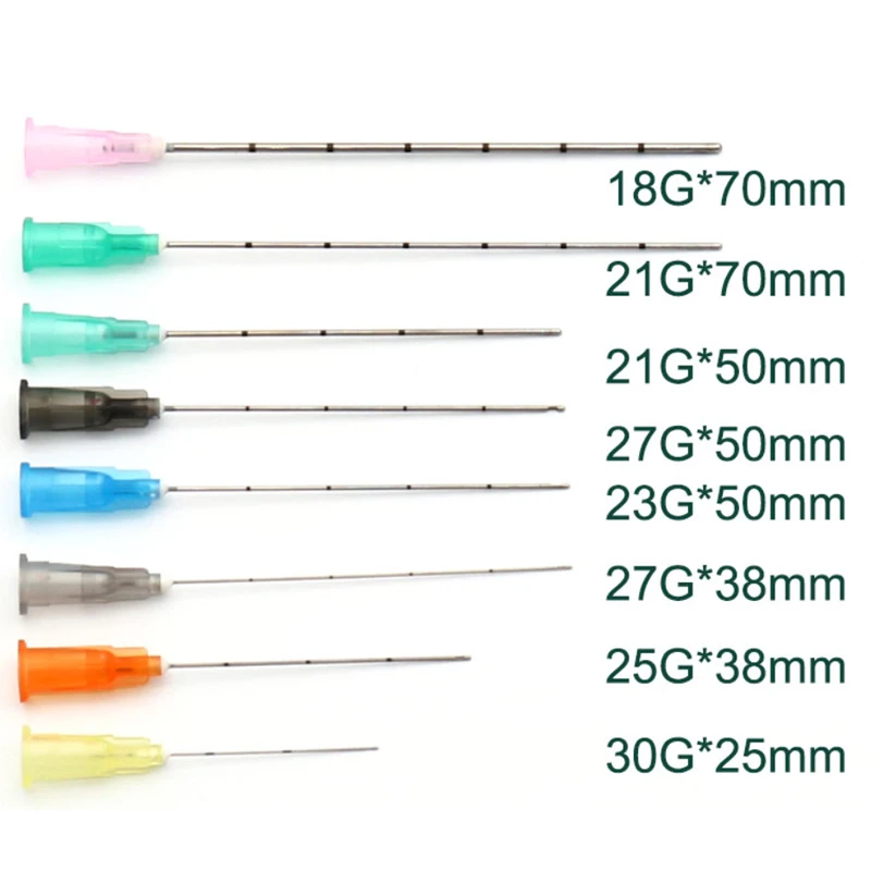 10pcs Disposable Fine Micro Cannula Blunt-tip Needles For Filler Injection 18G 21G 22G 23G 25G 27G 30G Filling Lips Nose Chin