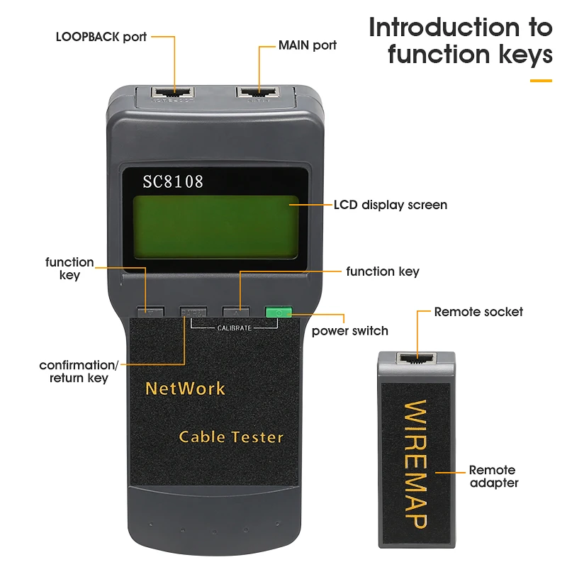 SC8108 Network Line Tester RJ45 Network Tester Line Device Breakpoint Length Detection