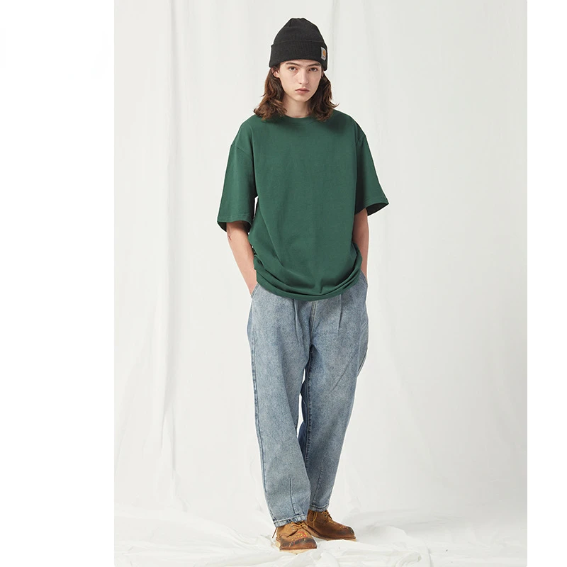 2023 New High Quality Front Back Gradient Two-color Wide-leg Jeans Loose Retro Washed Silhouette Japanese Straight Pants Street