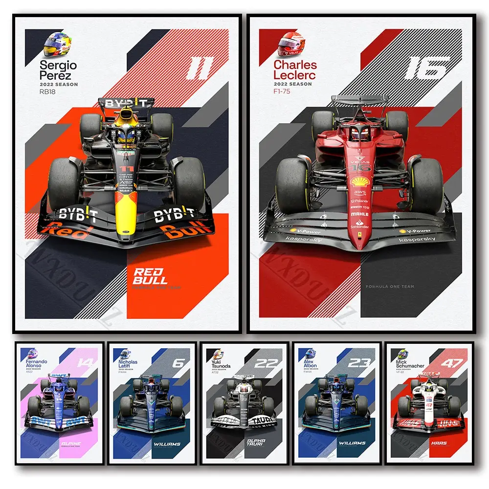 Современный скандинавский стиль F1 Racing Настенный постер Декоративный холст с