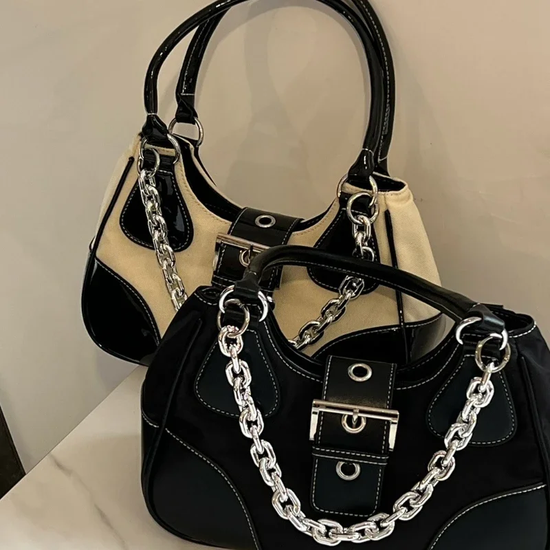 

Luxury Designer Handbags for Women 2023 Y2k Shoulder Bag Leather Patchwork Chain Travel Purses Crossbody Bags Cartera Hombre
