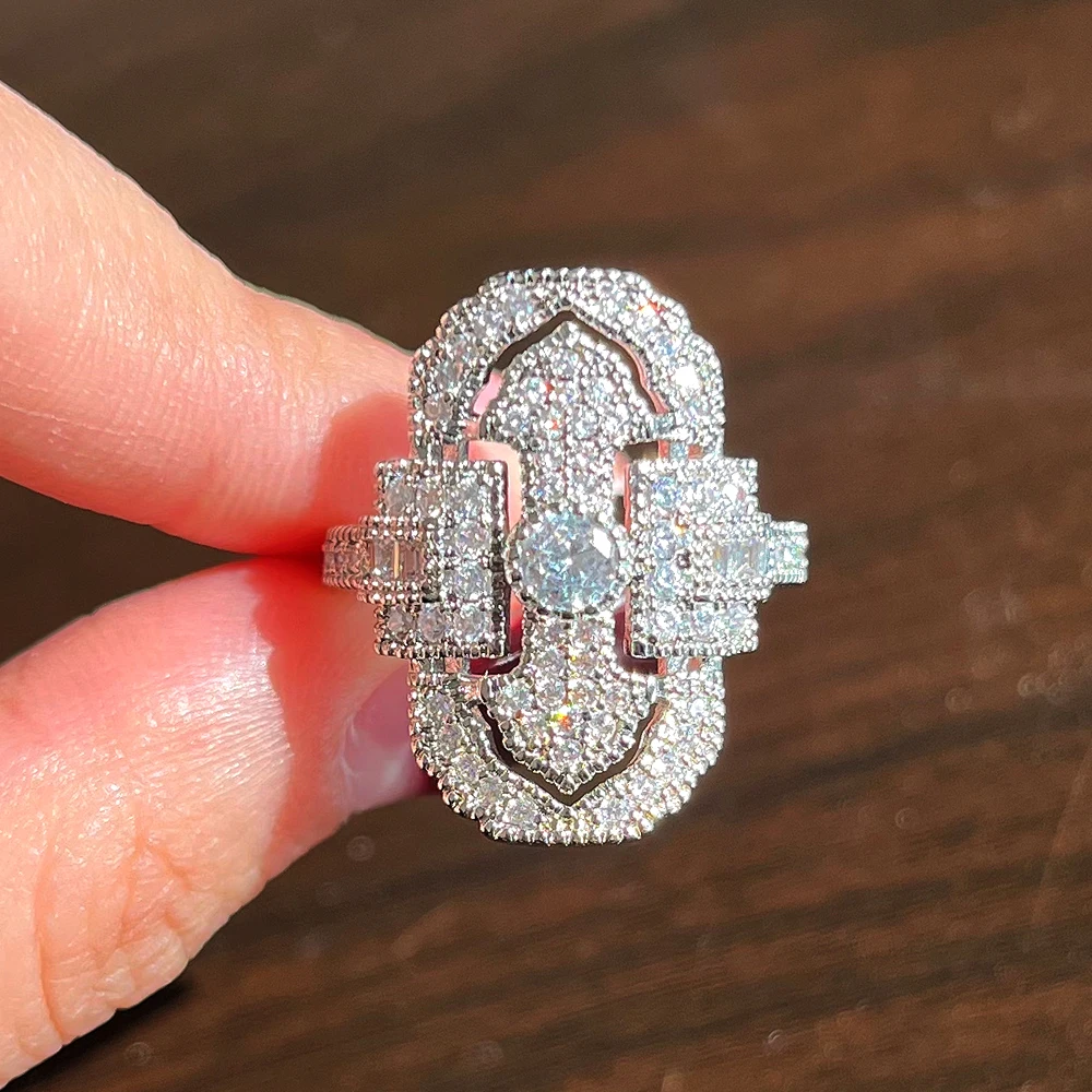 

New Special-interested Bridal Wedding Rings Full Brilliant CZ Elegant Women's Finger Accessories for Party Fashion Jewelry