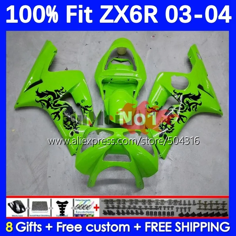 

Injection Body For KAWASAKI NINJA ZX 6R 600 636 6 R green stock ZX600 61MC.7 ZX-6R ZX636 ZX6R 03 04 ZX-636 2003 2004 Fairings