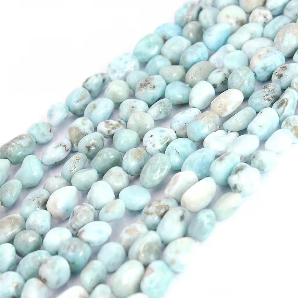 

8x10mm Jewelri Make Freeform Pure Genuine Larimar DIY Natural Stone Beads Strand 15inch