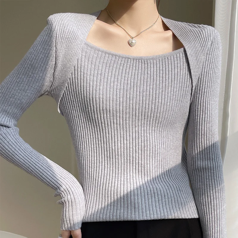 

2023 Spring/Summer New Women's Long Sleeve Striped Fashion Outerwear Knit