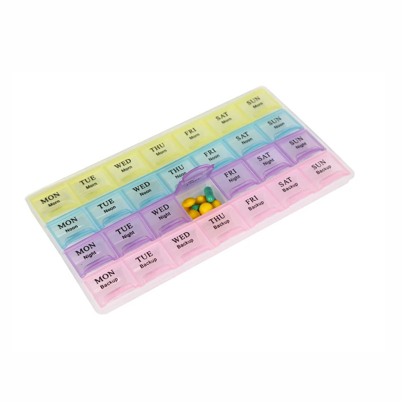 

1PCS 4 Row 28 Squares Weekly 7 Days Tablet Pill Box Holder Medicine Storage Organizer Container Case