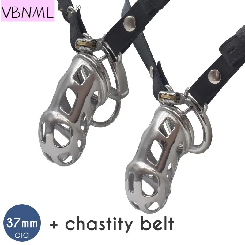 VBNML Leather Wear Stainless Steel Chastity Lock Cobra Long  Catheterization Convenient Open Male Chastity Device Abstinence