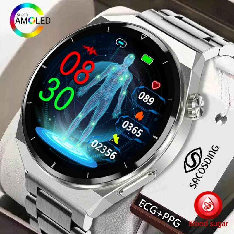 

2023 New ECG+PPG Smart Watch Men Health Blood Sugar Heart Rate Blood Pressure Fitness Sports Watches IP68 Waterproof Smartwatc