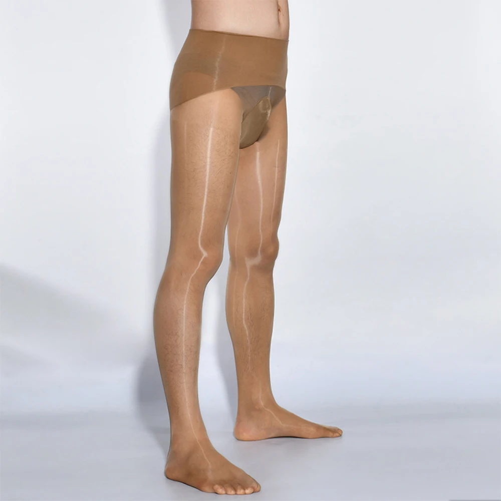 

Men See Through Stocking Oil Shiny Glossy Pantyhose Tights Open/close Sheath Hosiery Underwear Transparent Bodysuit Socks